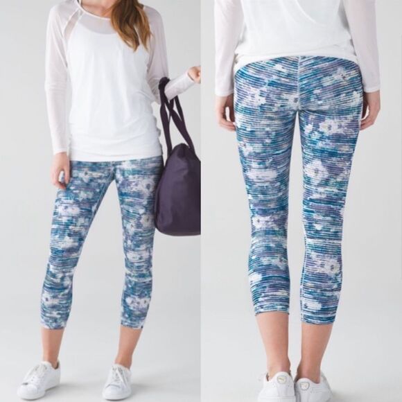 Lululemon Wunder Under Hi Rise Legging Blurry Belle Multi Stripe Blue - Picture 1 of 9